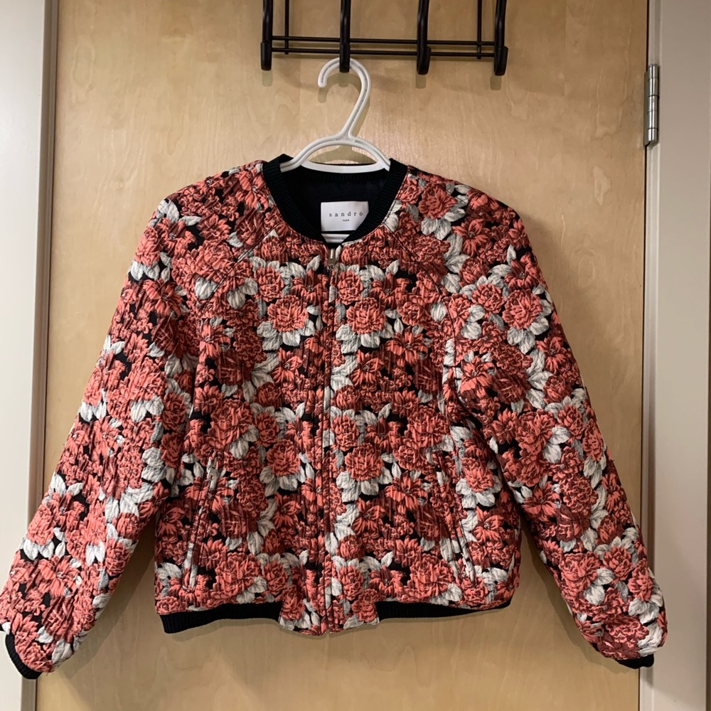 SANDRO PARIS floral print bomber jacket